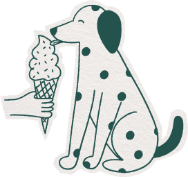 Dog licking ice cream cone